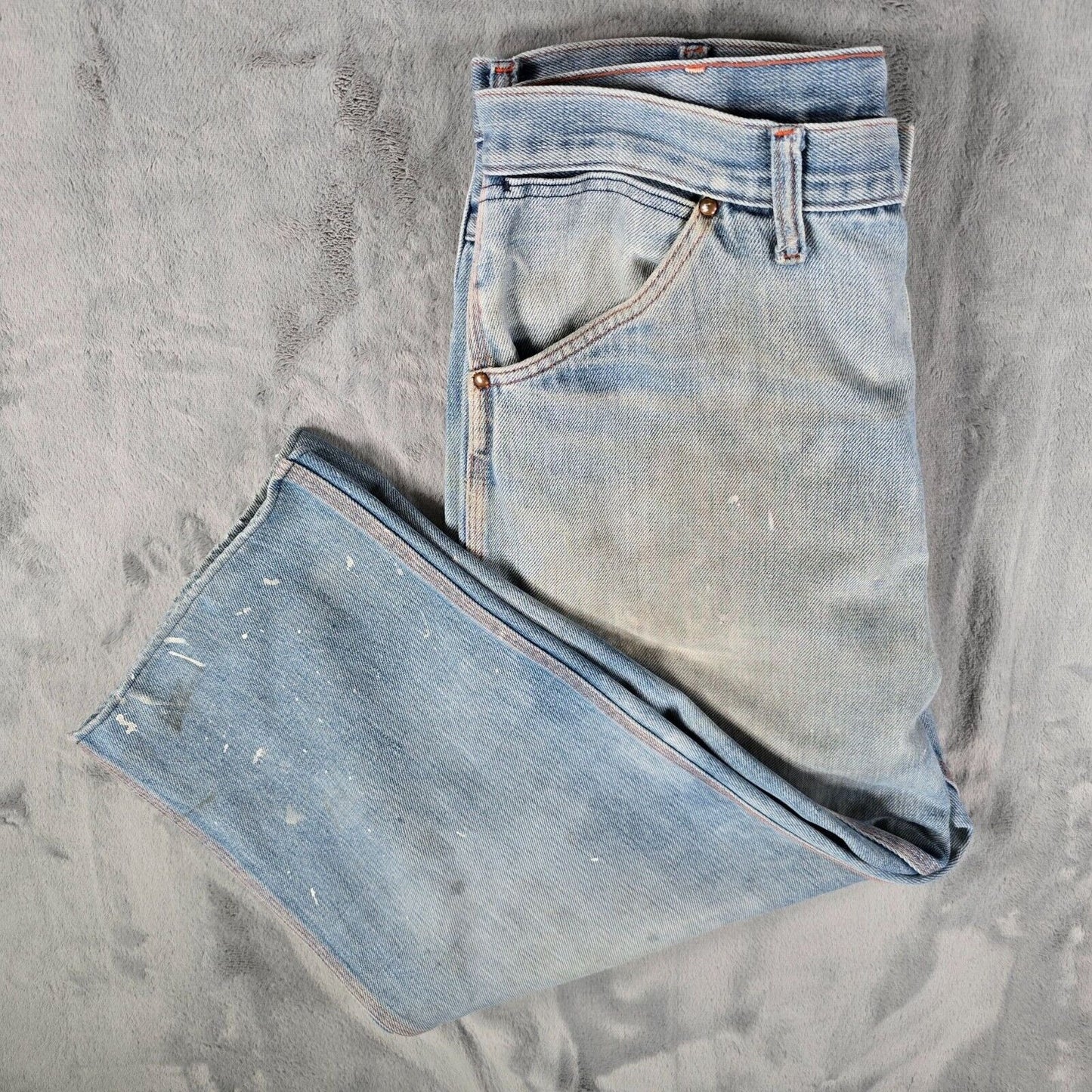 Vintage 1950s/1960s Big Mac Distressed Orange Stitch Workwear Jeans (33x23)