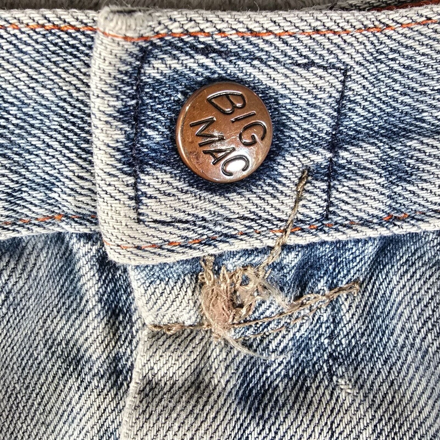 Vintage 1950s/1960s Big Mac Distressed Orange Stitch Workwear Jeans (33x23)