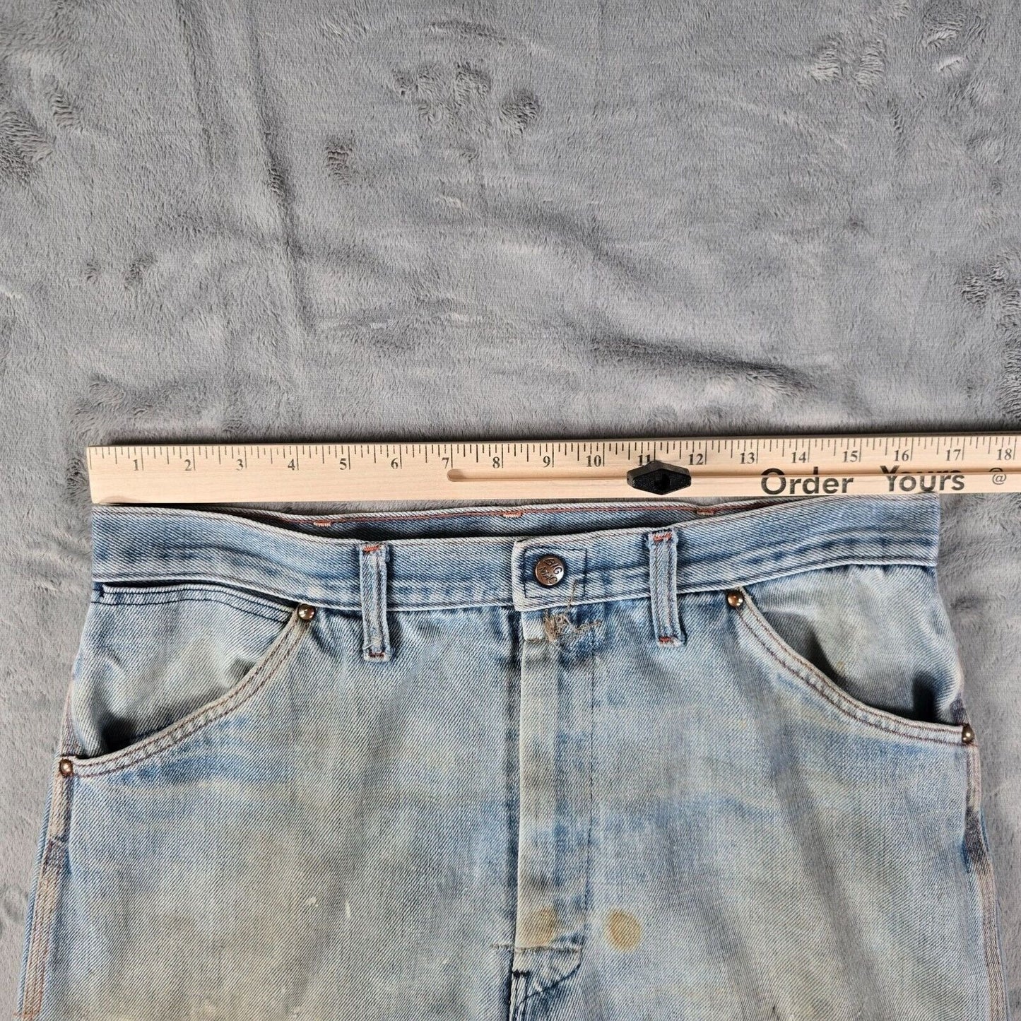 Vintage 1950s/1960s Big Mac Distressed Orange Stitch Workwear Jeans (33x23)