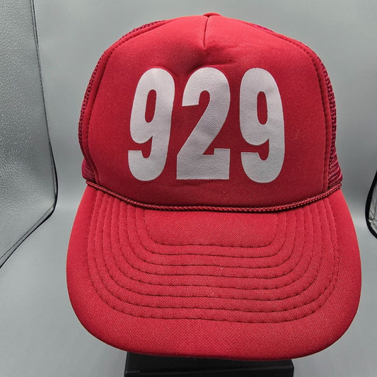 Vintage 1990s Distressed 929 Area Code Red Otto Snapback Mesh Back Trucker Hat