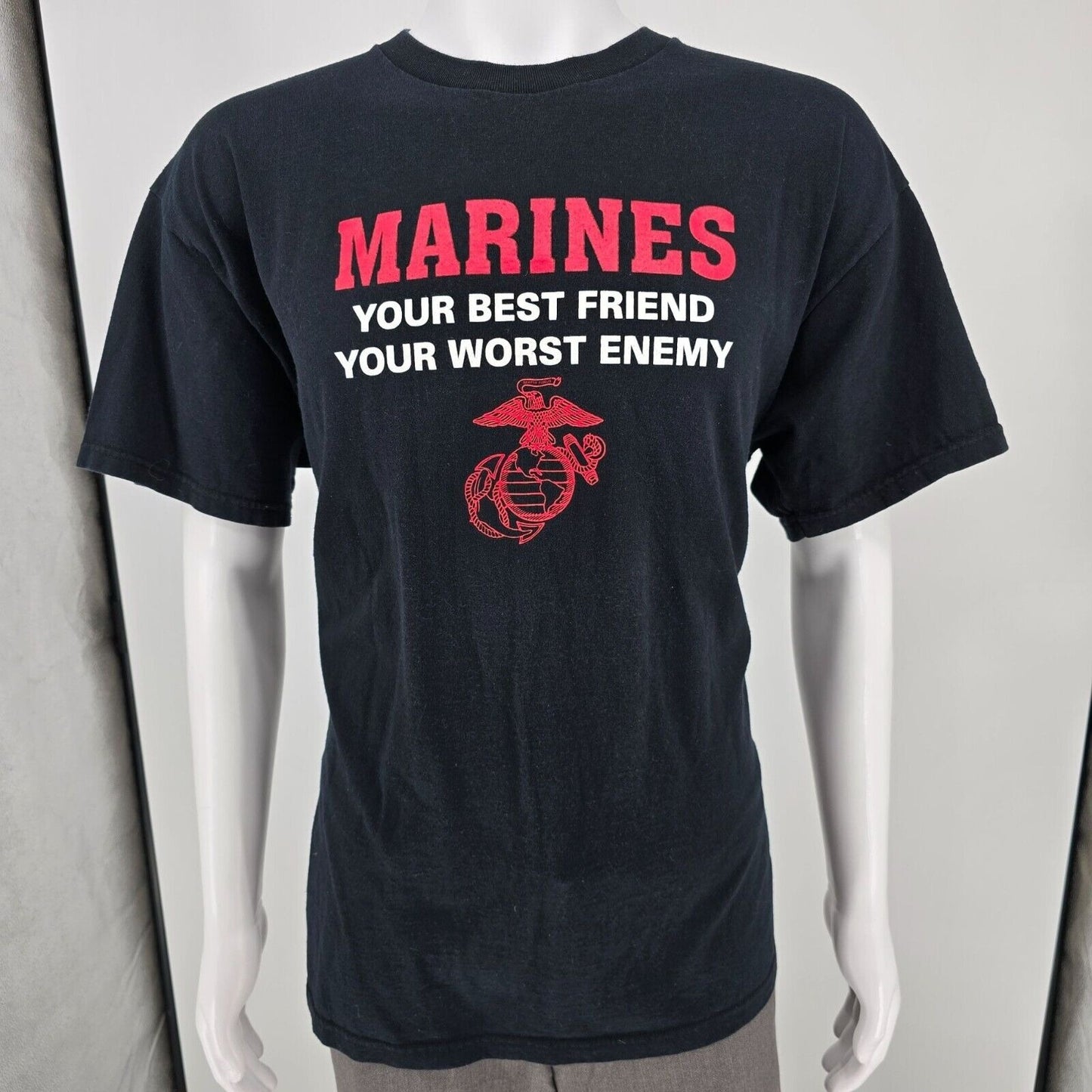 Vintage Y2K Marines "Your Best Friend Your Worst Enemy" Graphic T-Shirt (L/XL)
