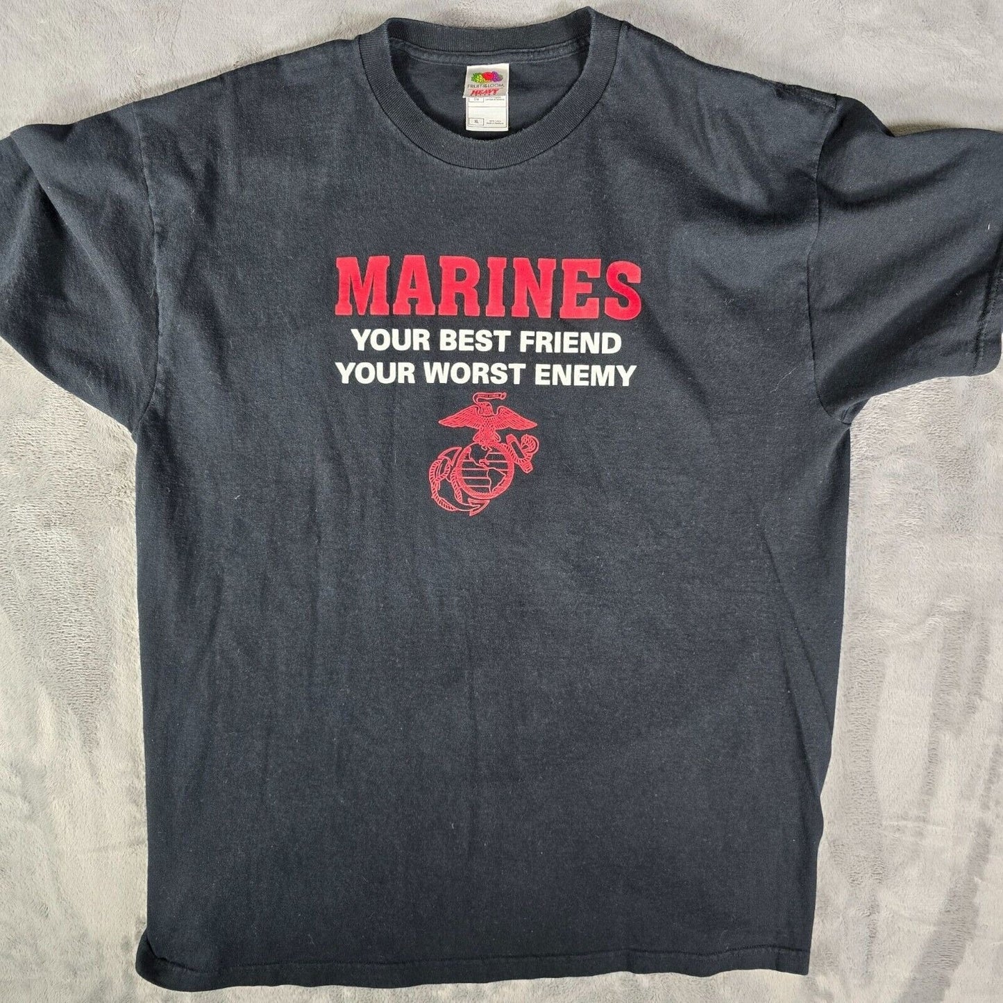Vintage Y2K Marines "Your Best Friend Your Worst Enemy" Graphic T-Shirt (L/XL)