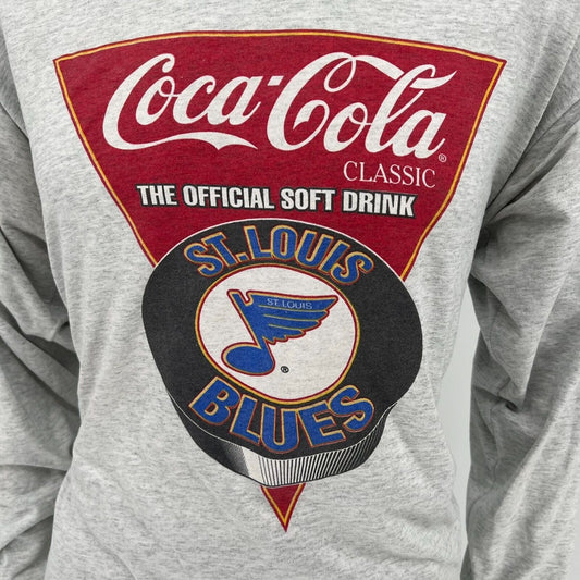 Vintage 1990s Grey St. Louis Blues Coca-Cola Classic Long Sleeve T-Shirt (XL)