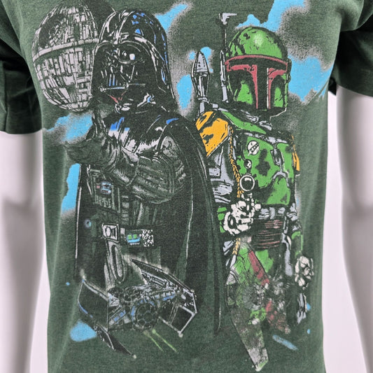 Vintage 1990s Star Wars Darth Vader Boba Fett Green Single Stitch T-Shirt (S/M)