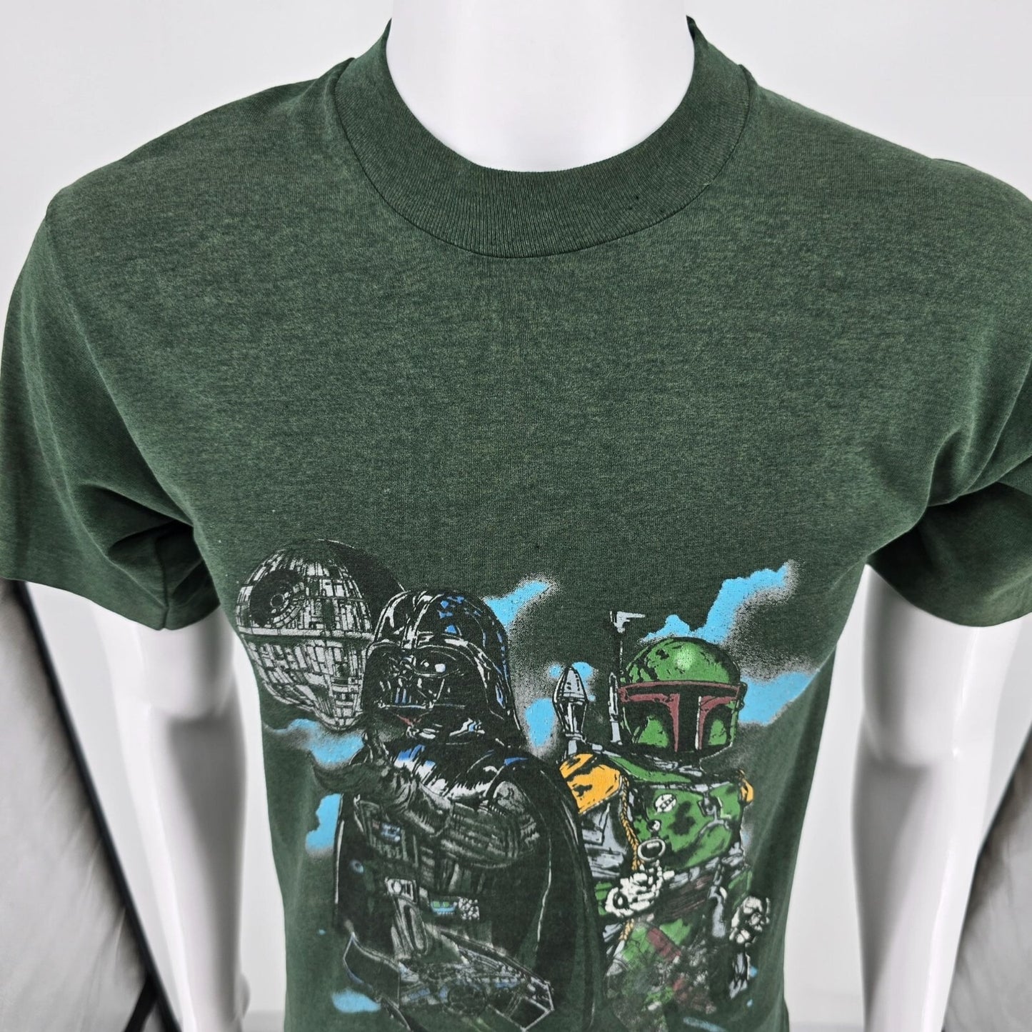 Vintage 1990s Star Wars Darth Vader Boba Fett Green Single Stitch T-Shirt (S/M)