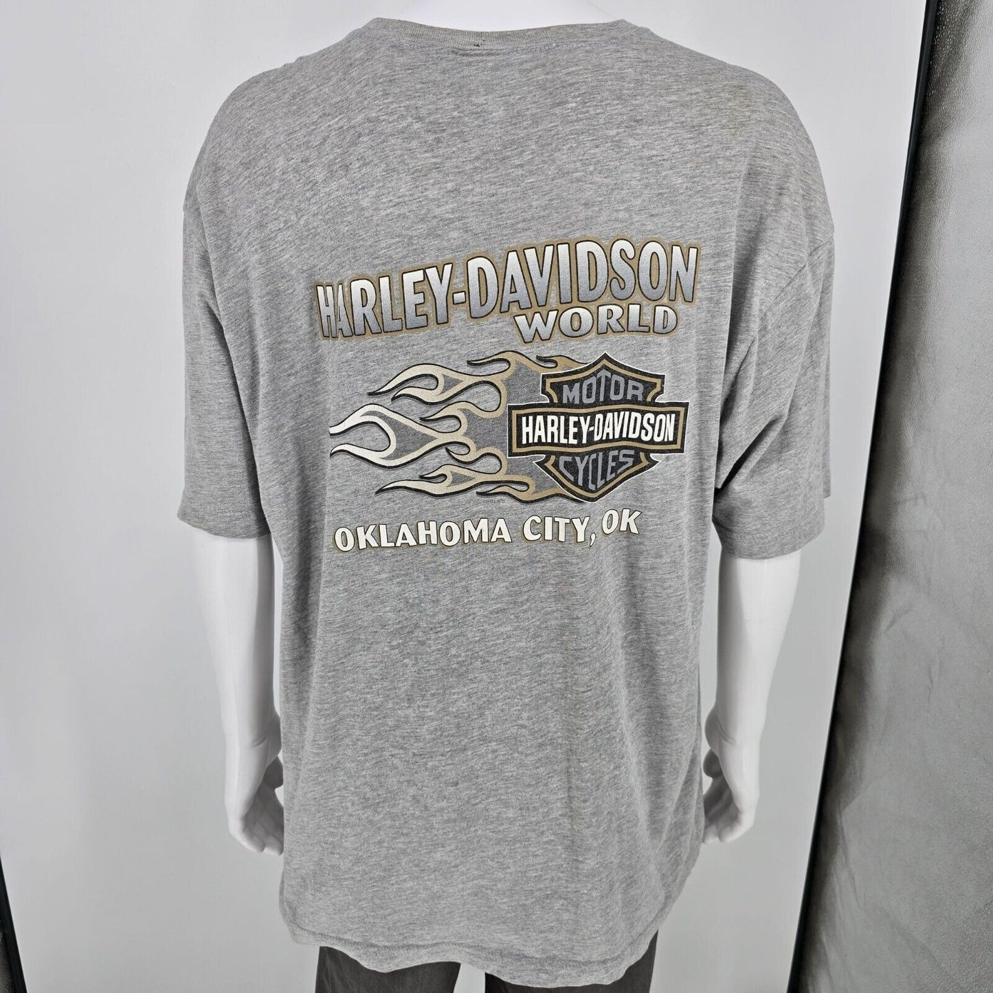 Vintage Y2K Harley Davidson Motor Cycles World Oklahoma City, OK T-Shirt (XL)