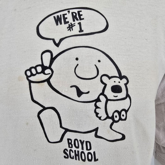 Vintage 1970s Russell Athletic Ziggy Boyd School "We're #1" Raglan T-Shirt (M)