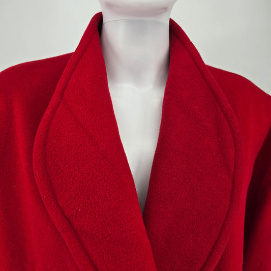 Vintage 1980s Electre Paris Made in France Red Lambs' Wool Coat (XL) *Fair