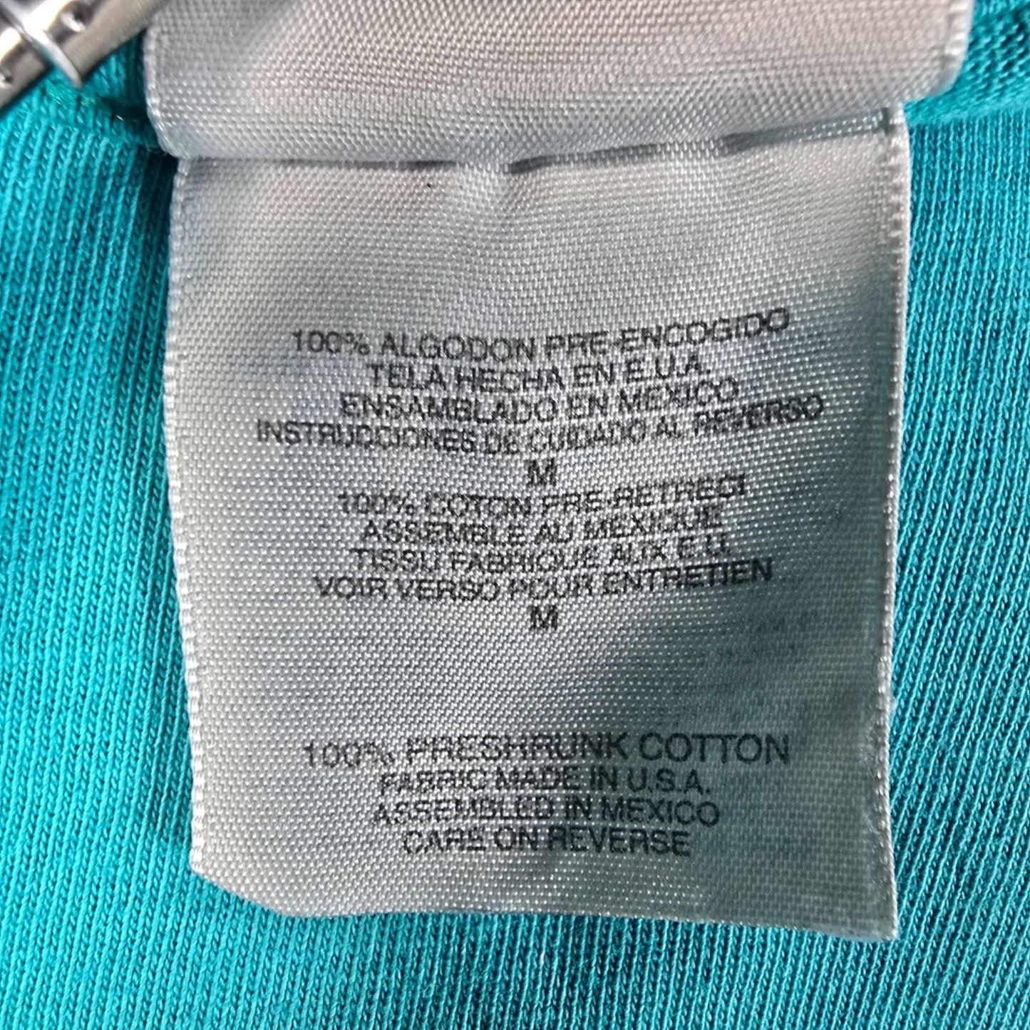 Distressed Vintage 1990s Hanes Faded Tribal Graphic Teal Pocket Tee T-Shirt (M)