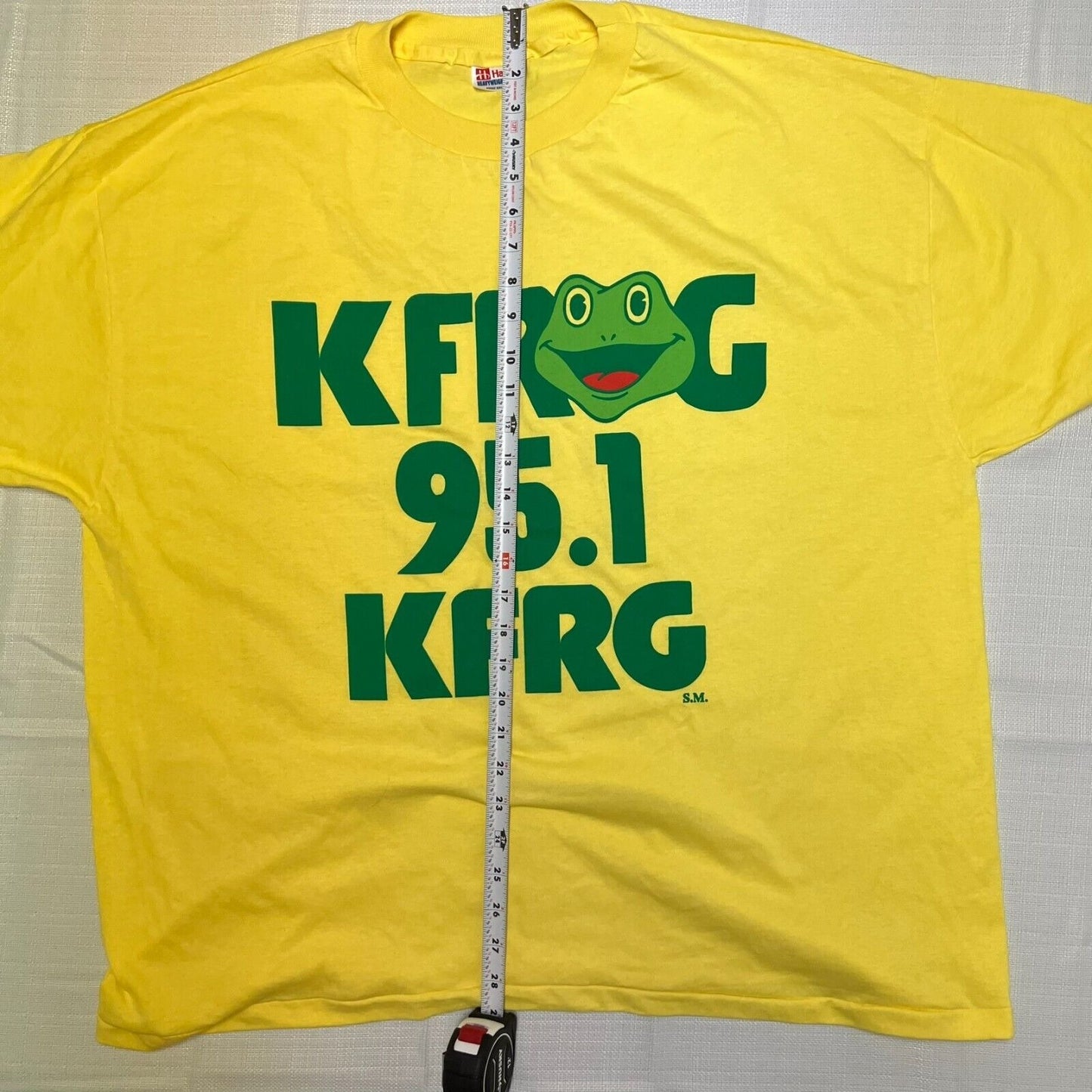 Vintage 1990s Hanes Heavyweigh Single-StitchYellow "KFROG 95.1 KRFG" Shirt (XXL)