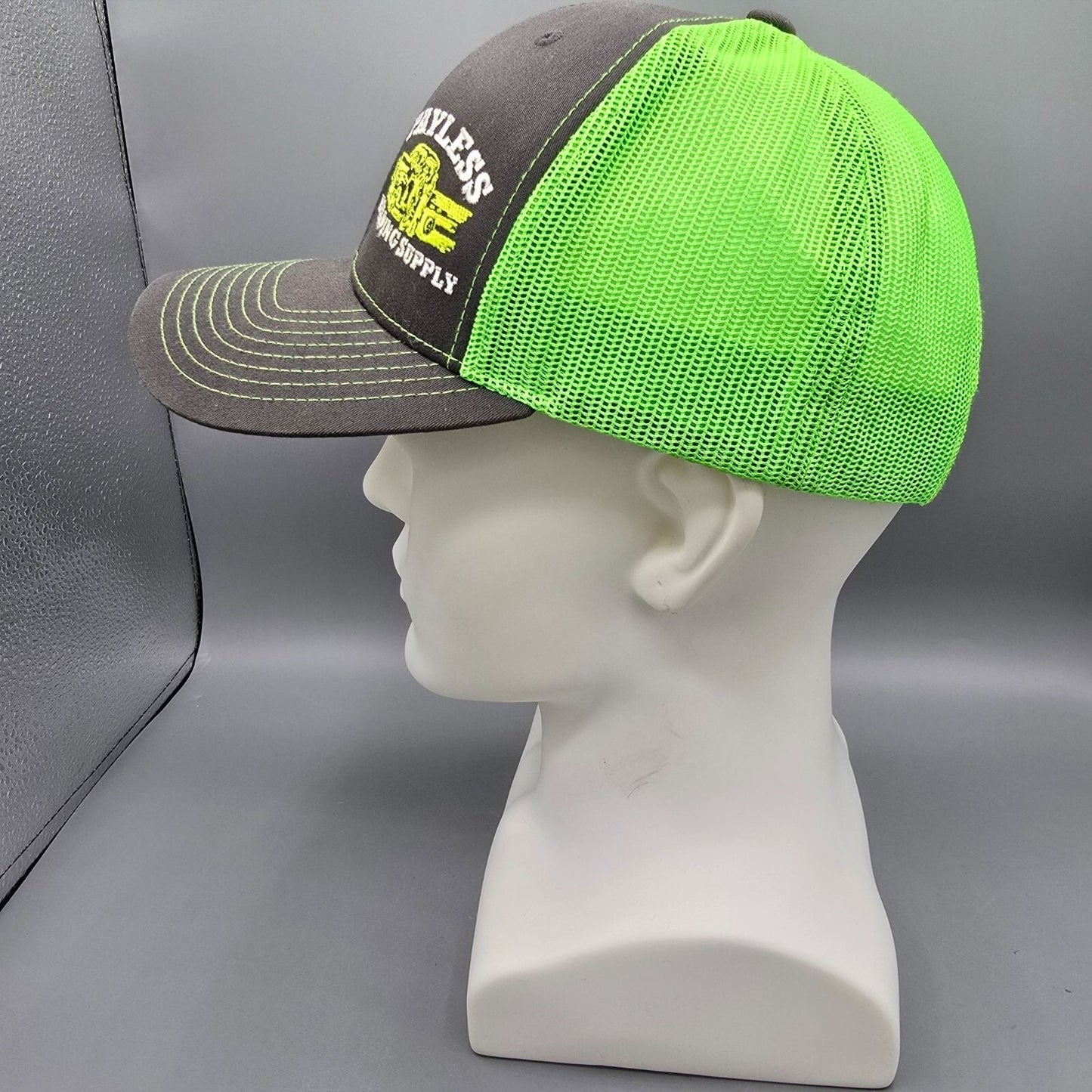 Payless Building Supply Gray & Neon Green Mesh Richardson #112 Trucker Hat *Fair