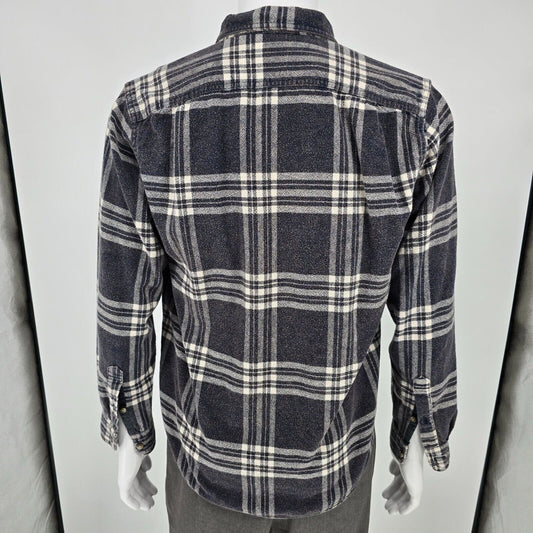 J.Crew 2016 Mens Faded Wool-Blend Flannel Button-Down Navy Shirt (Large)