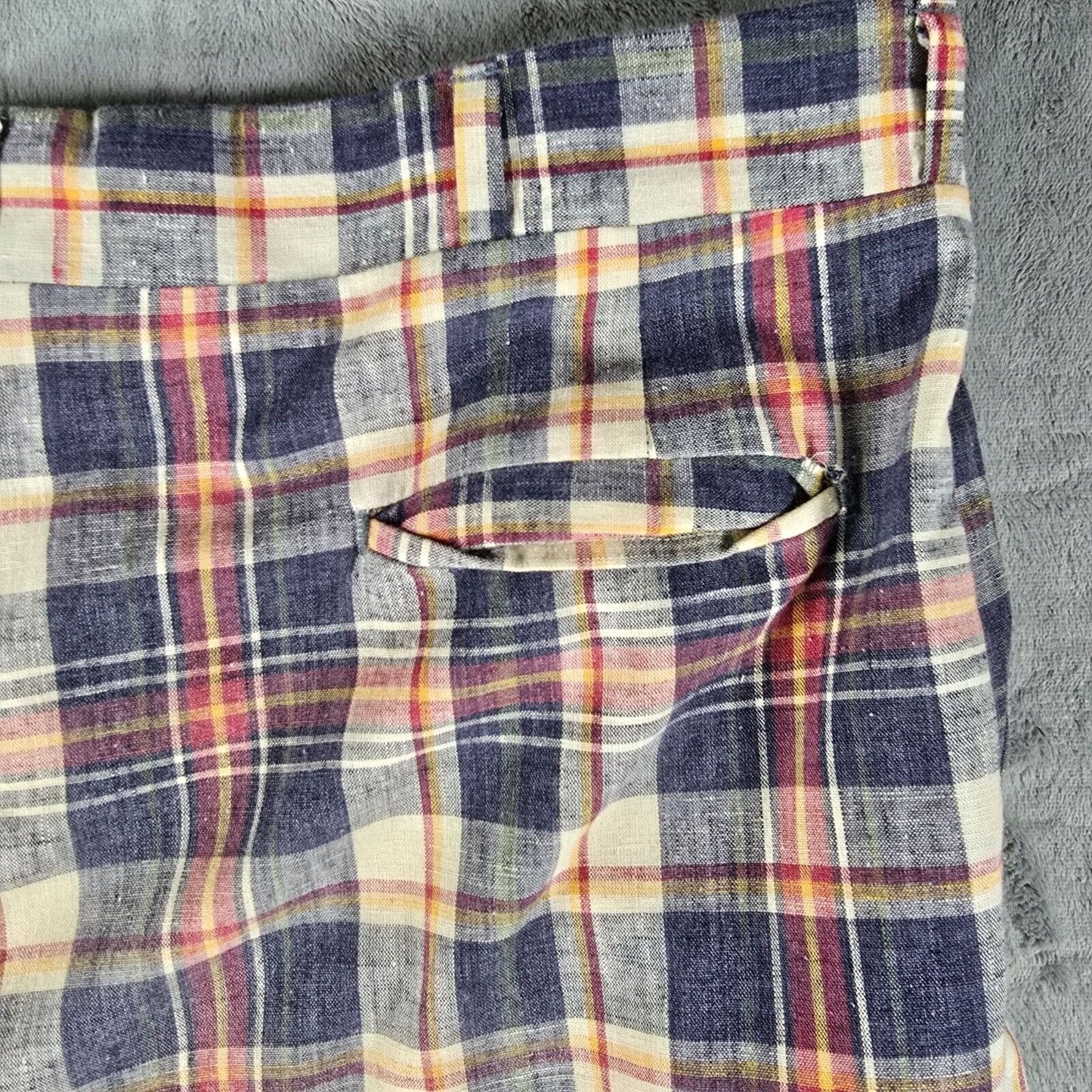 Vintage 1970s Gallery by Haggar Madras Plaid Flared Leg Disco Pants (37x30)