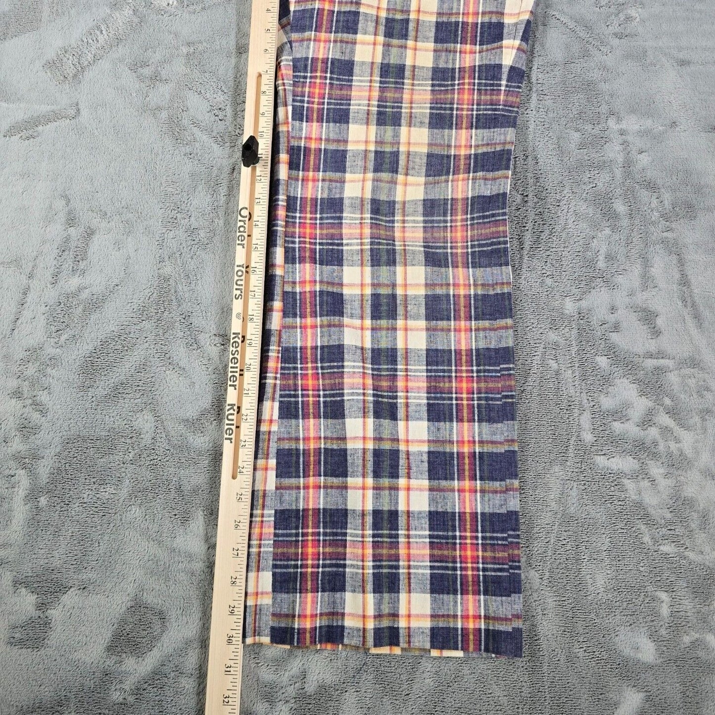 Vintage 1970s Gallery by Haggar Madras Plaid Flared Leg Disco Pants (37x30)