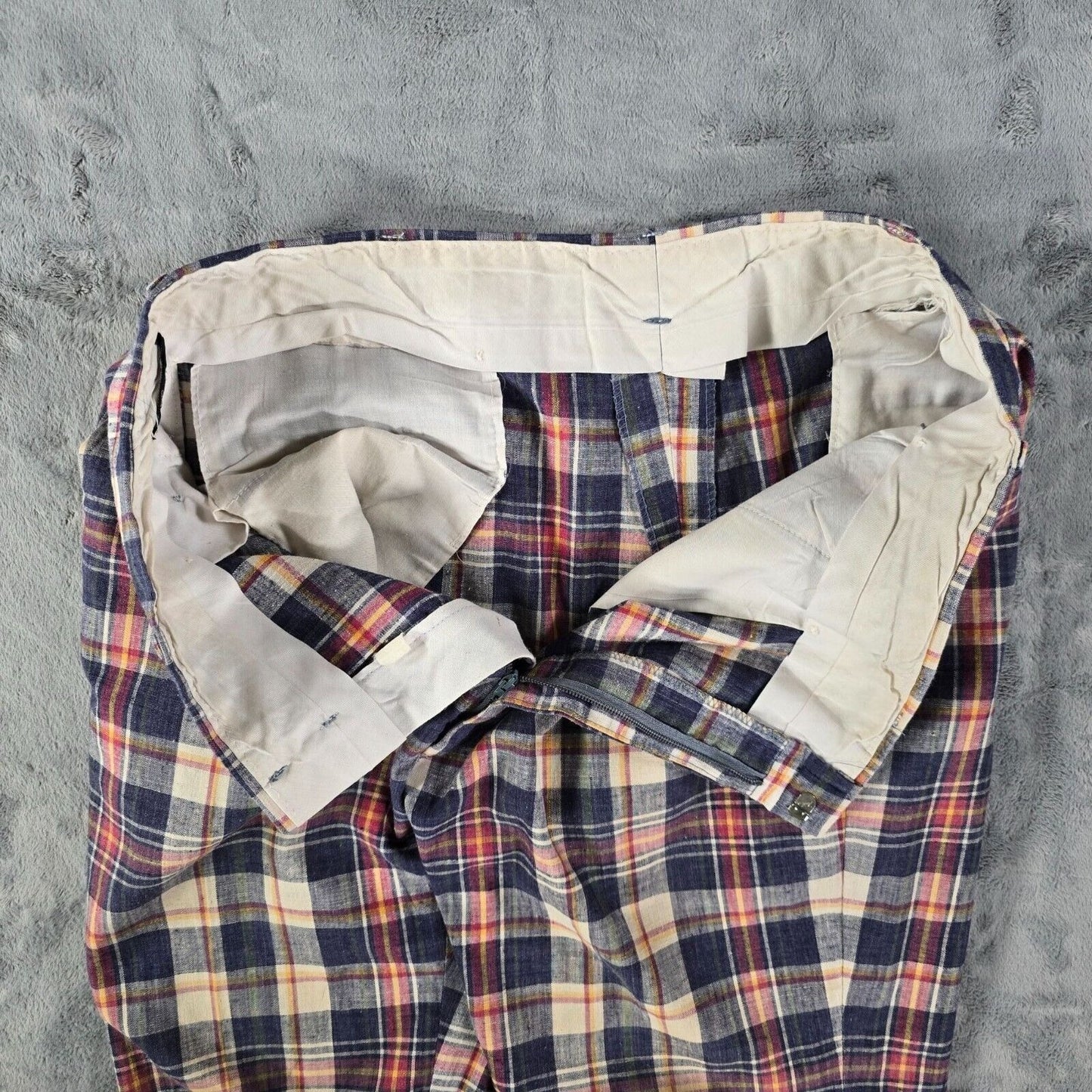 Vintage 1970s Gallery by Haggar Madras Plaid Flared Leg Disco Pants (37x30)