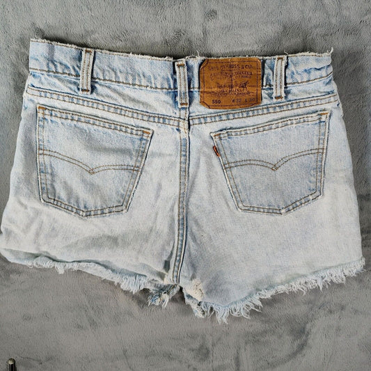 Vintage 1988-1994 Unisex Orange Tab Levi's 550 DIY Denim Cut-Off Shorts (W30)