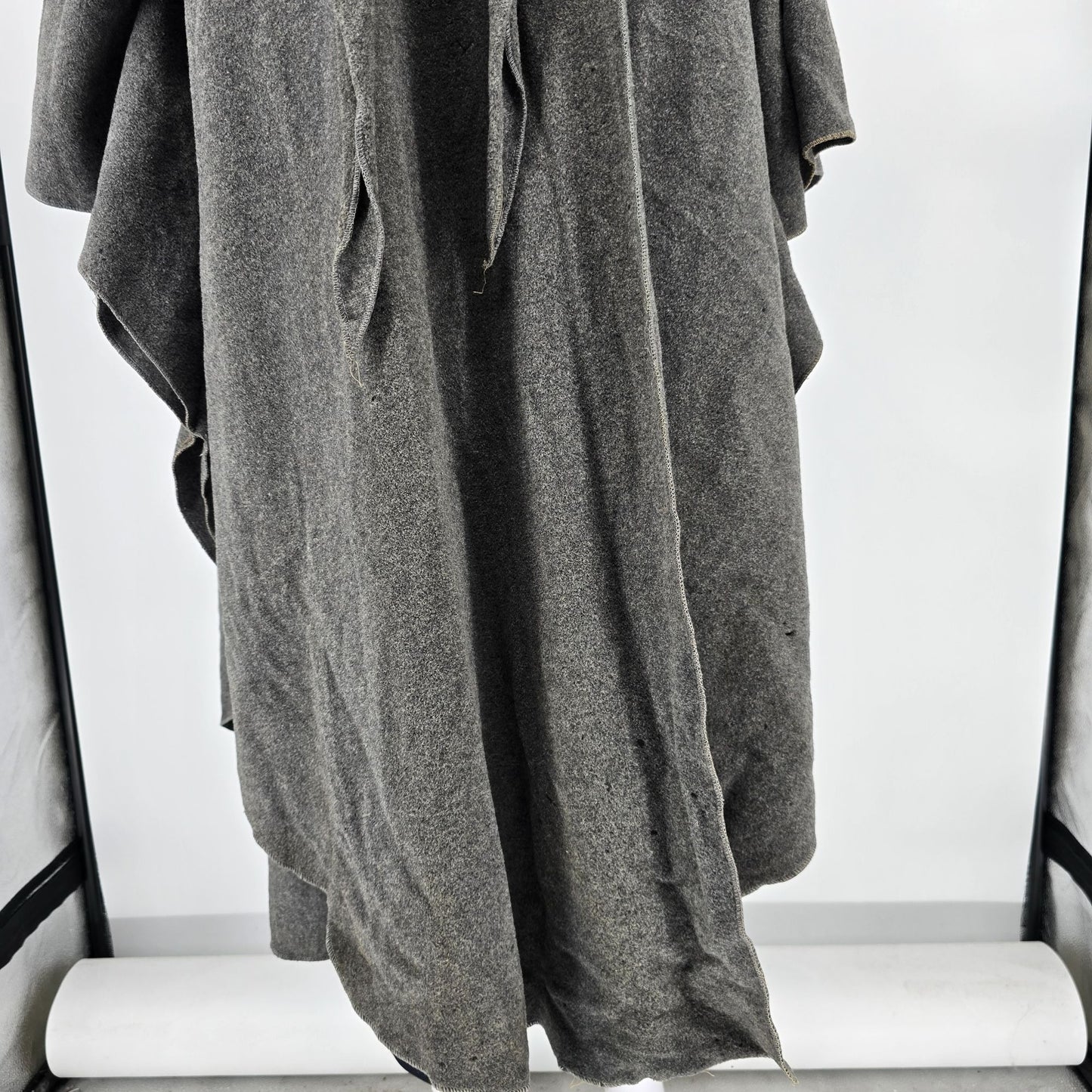 Distressed Vintage 1950s Sidney Haber Gray Hooded Wool Cloak (One Size)