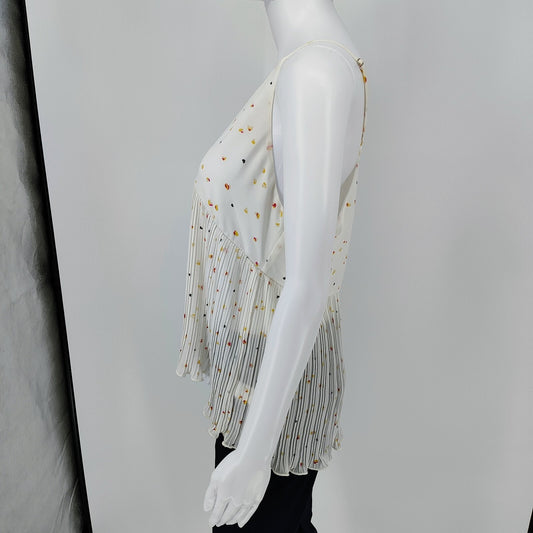 Anthropologie Paper Crane Women's White Heart Spahgetti Strap Top (Size Large)