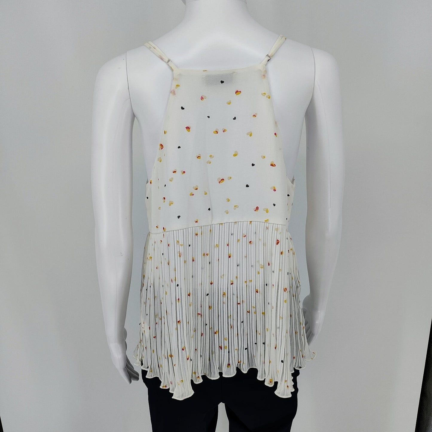 Anthropologie Paper Crane Women's White Heart Spahgetti Strap Top (Size Large)