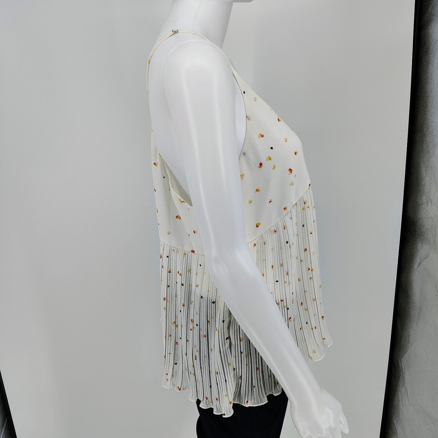 Anthropologie Paper Crane Women's White Heart Spahgetti Strap Top (Size Large)