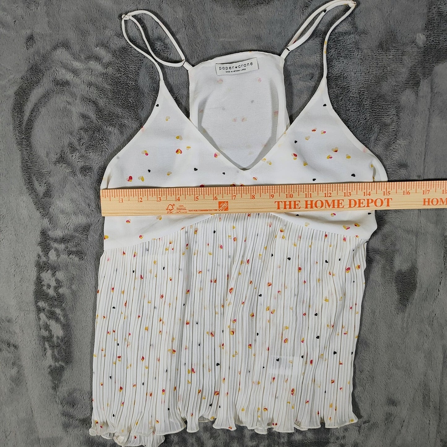Anthropologie Paper Crane Women's White Heart Spahgetti Strap Top (Size Large)