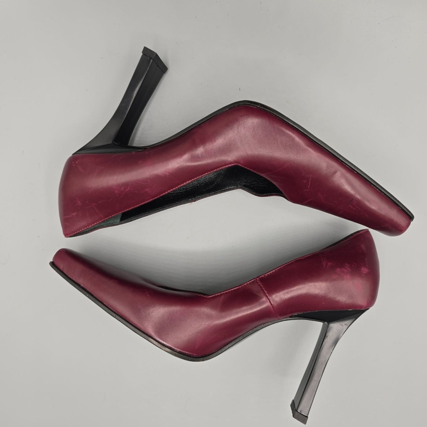 Vintage Y2K Deadstock Pari & Pari Bordeaux Nappa Square-Toe Pumps (EU37/US6.5)