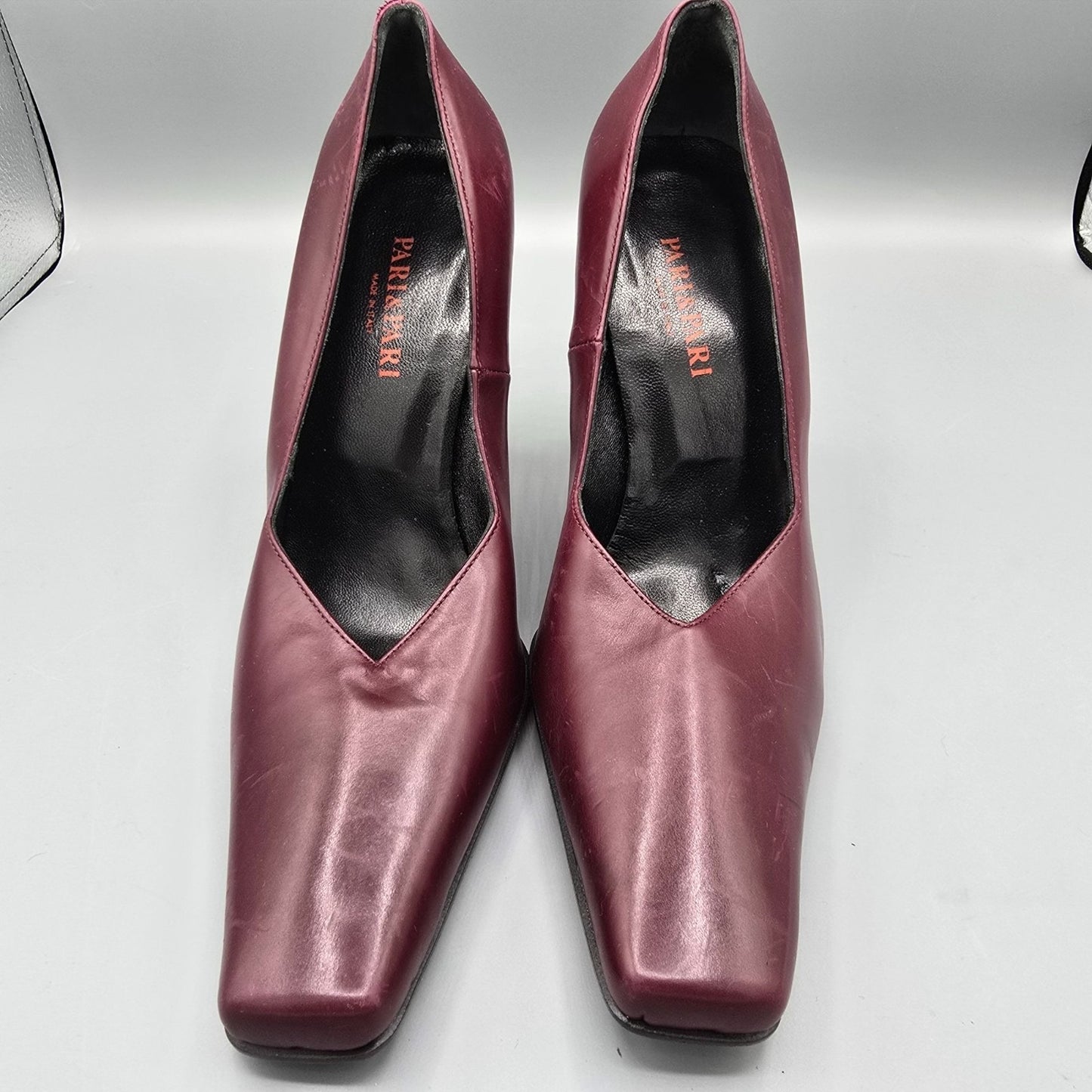 Vintage Y2K Deadstock Pari & Pari Bordeaux Nappa Square-Toe Pumps (EU37/US6.5)