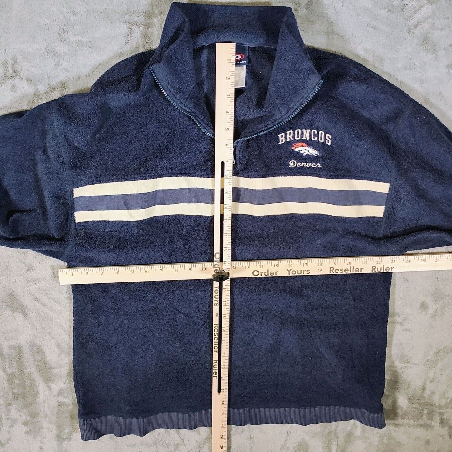 Vintage Denver Broncos Pro Player Pullover Striped Fleece Sweatshirt/Jacket (L)