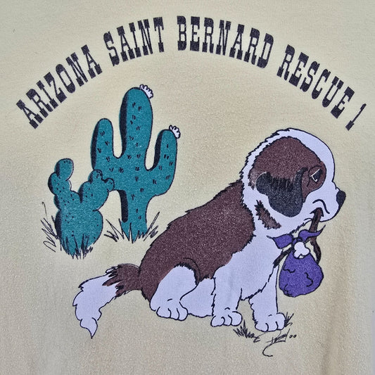Distressed Vintage Y2K Hanes Beefy-T Arizona Saint Bernard Rescue 1 T-Shirt (XL)