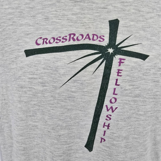Yellowed Vintage 1990s Hanes Crossroads Fellowship Jeremiah 6:23 T-Shirt (XL)