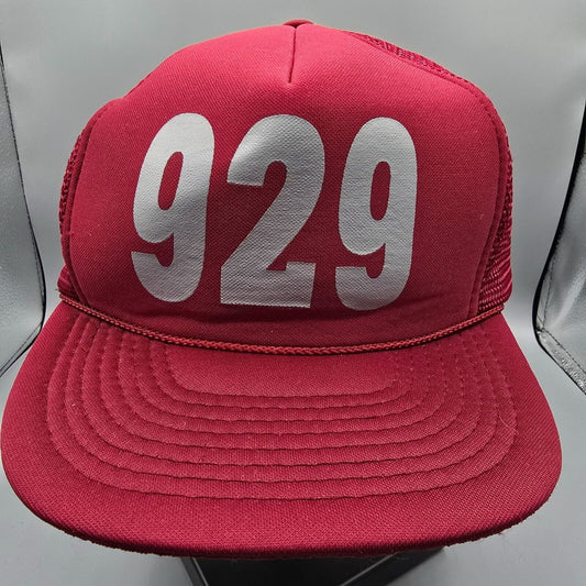 Vintage 1990s Distressed 929 Area Code Red Otto Snapback Mesh Back Trucker Hat
