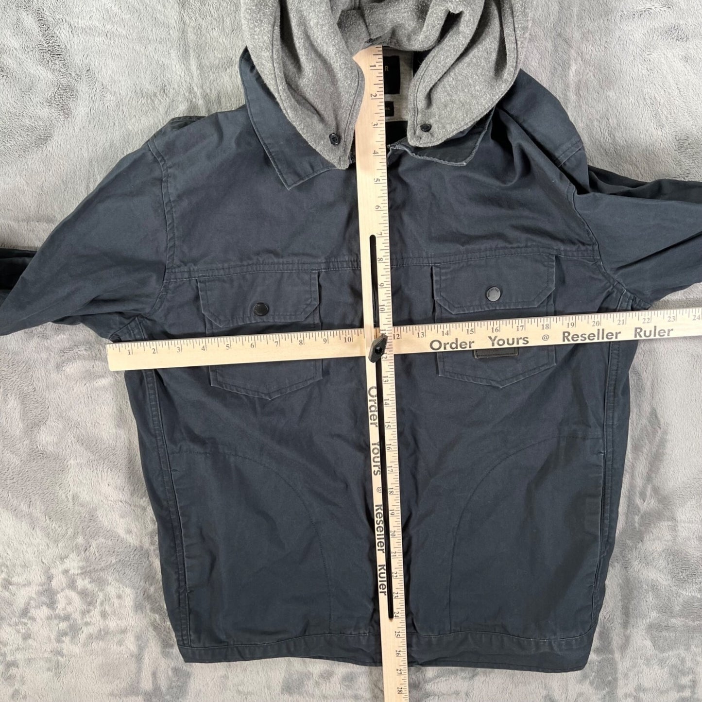 Quiksilver Men's Blue/Gray Canvas Utility Workwear Hooded Jacket (M/L)