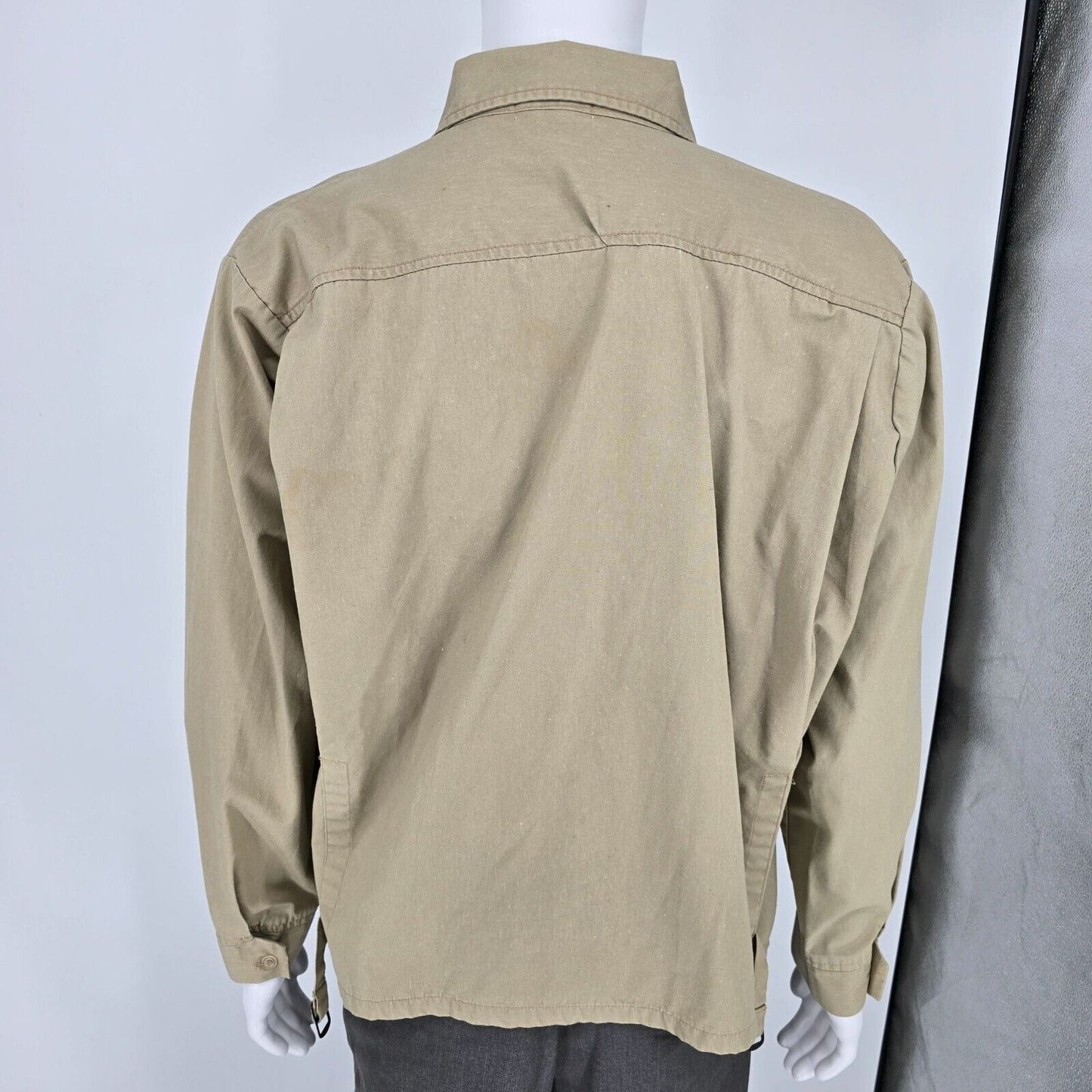 Vintage 80s/90s Izod Lacoste Mens Beige Harrington Style Crocodile Jacket (XL)