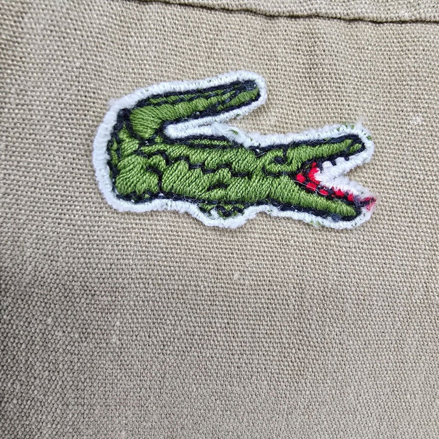 Vintage 80s/90s Izod Lacoste Mens Beige Harrington Style Crocodile Jacket (XL)
