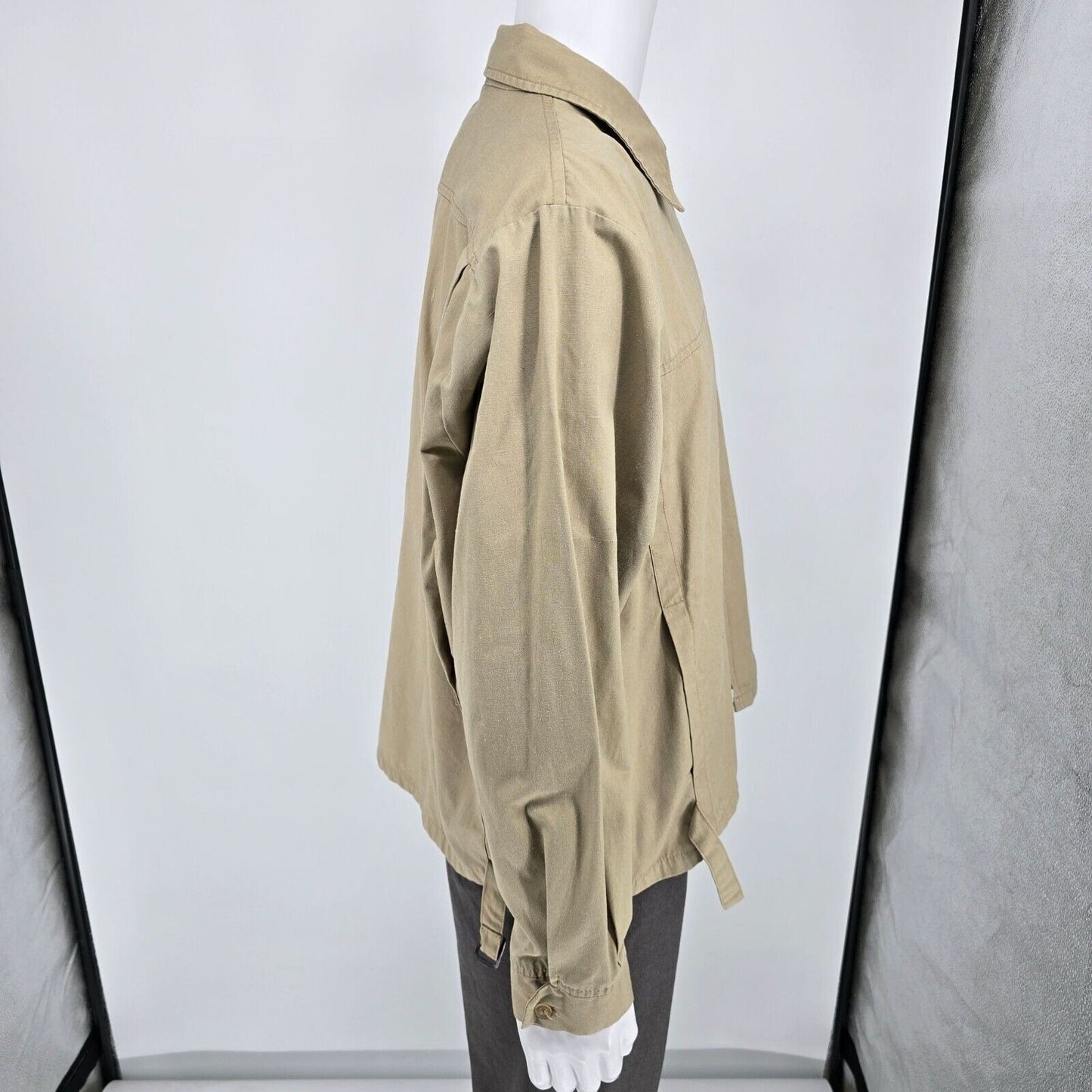 Vintage 80s/90s Izod Lacoste Mens Beige Harrington Style Crocodile Jacket (XL)