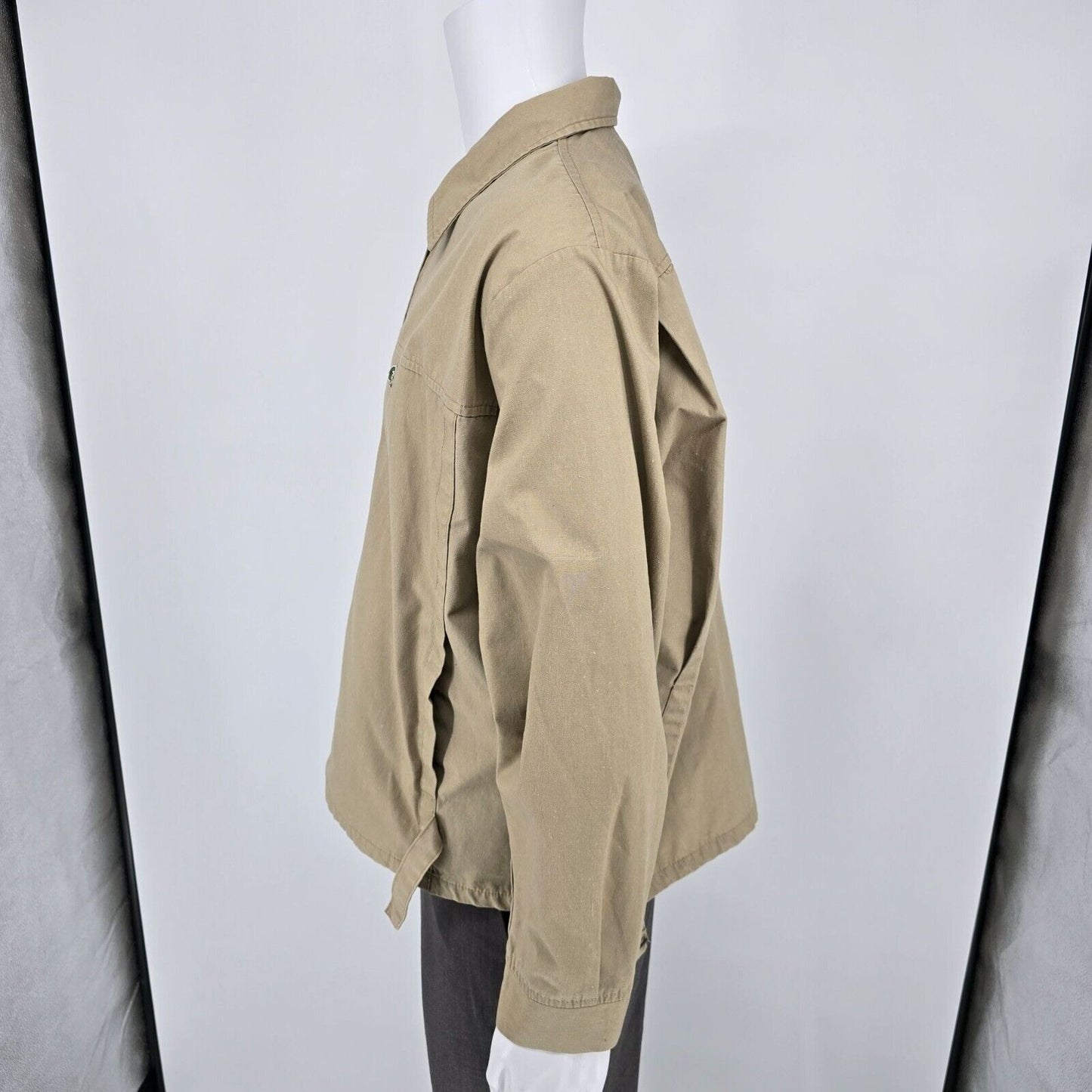 Vintage 80s/90s Izod Lacoste Mens Beige Harrington Style Crocodile Jacket (XL)