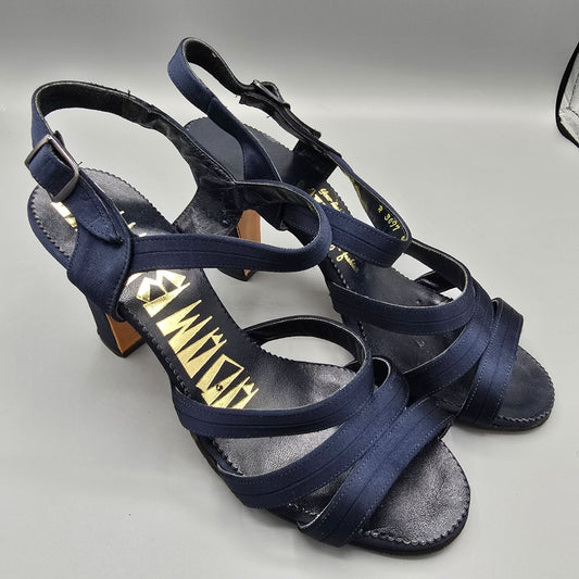 Vintage 1970s Adam Burke for Miller's Navy Satin Strappy Slingback Sandals -6.5M