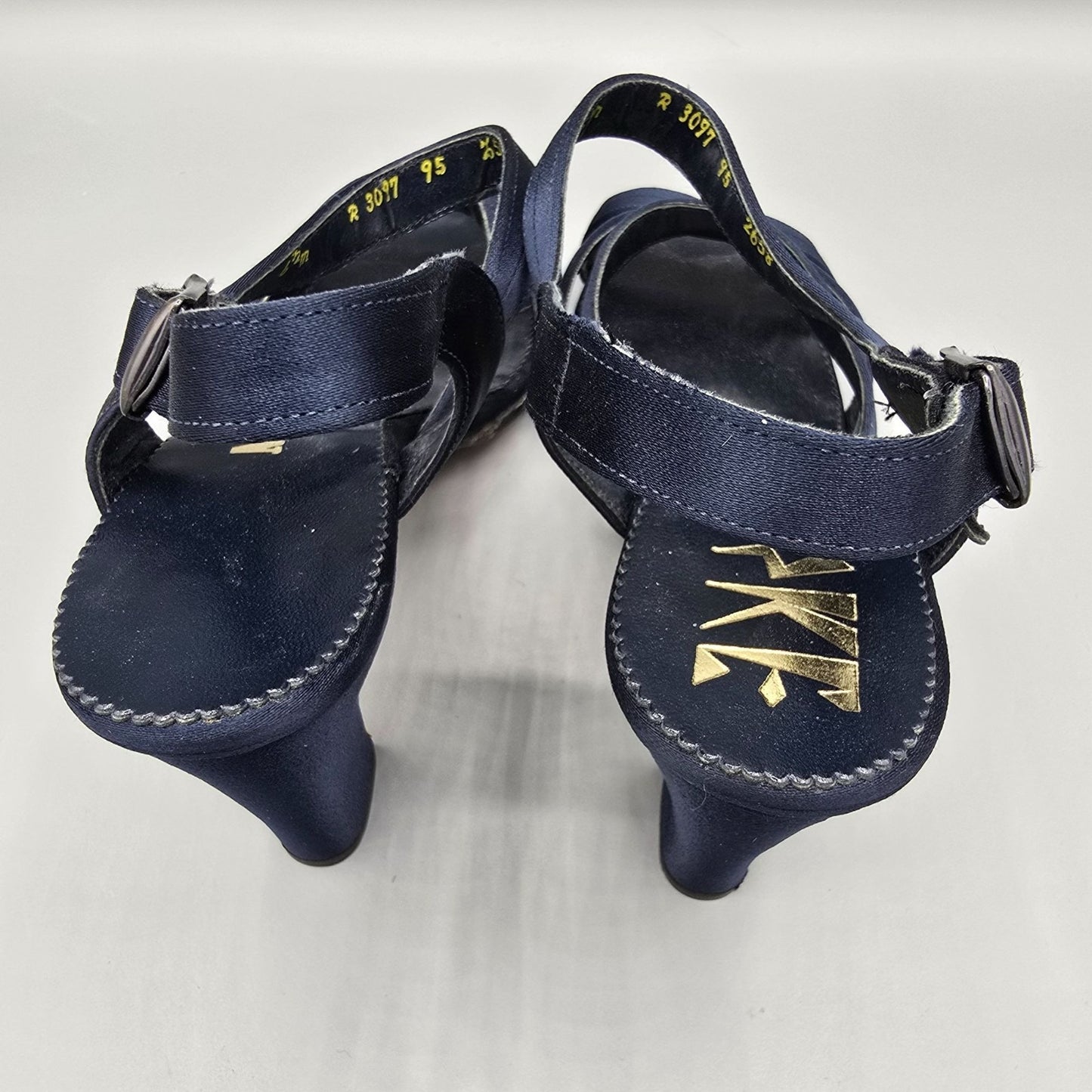 Vintage 1970s Adam Burke for Miller's Navy Satin Strappy Slingback Sandals -6.5M