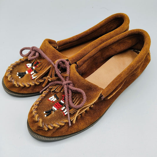 Minnetonka Moccasin Thunderbird Women's Brown Suede Loafers (US 5) *No insoles