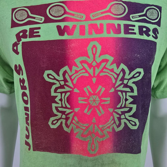 Distressed Vintage 1980s "Juniors Are Winners" U.S.T.A Tennis T-Shirt (L)