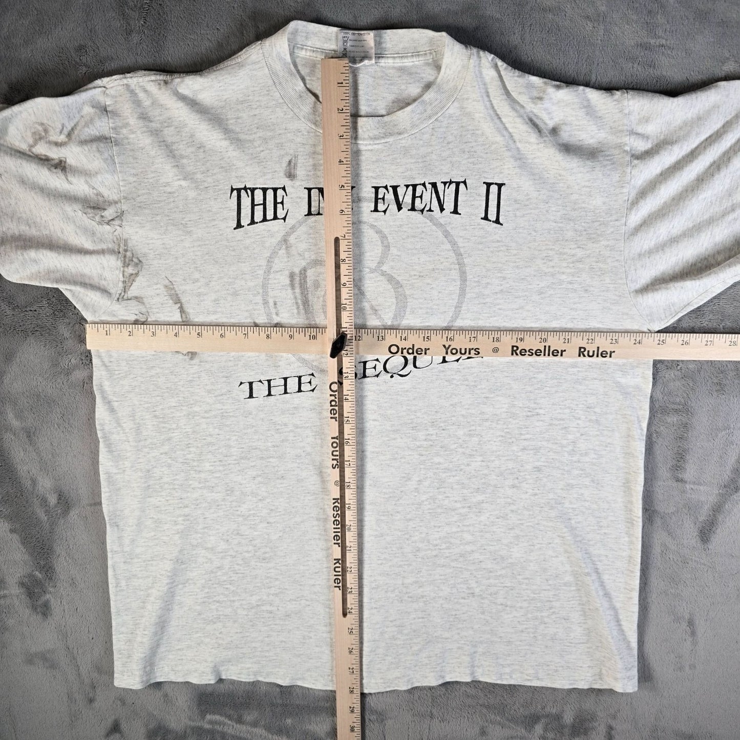 Distressed Vintage 1990s Oneita "The Inn Event II: The Sequel" Gray T-Shirt (XL)