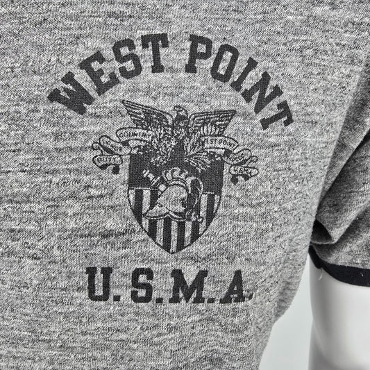 Vintage 1980s Jerzees West Point U.S.M.A Tri-blend Gray Ringer Tee T-Shirt (M/L)