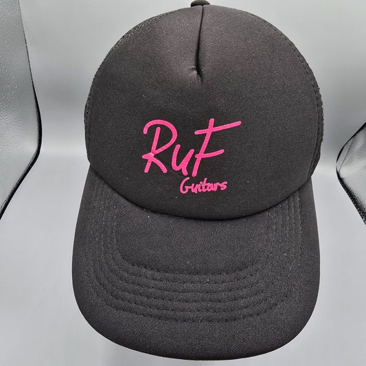 Ruf Guitars Black and Pink Mesh Panel Snapback Headwear USA Trucker Hat