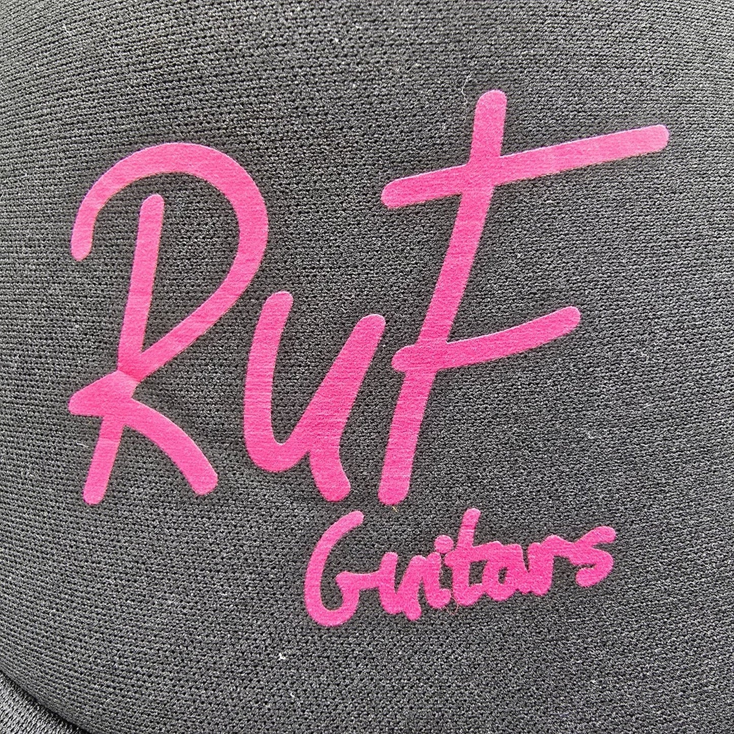 Ruf Guitars Black and Pink Mesh Panel Snapback Headwear USA Trucker Hat