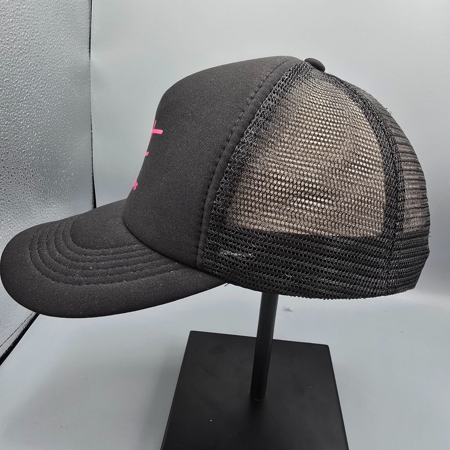 Ruf Guitars Black and Pink Mesh Panel Snapback Headwear USA Trucker Hat
