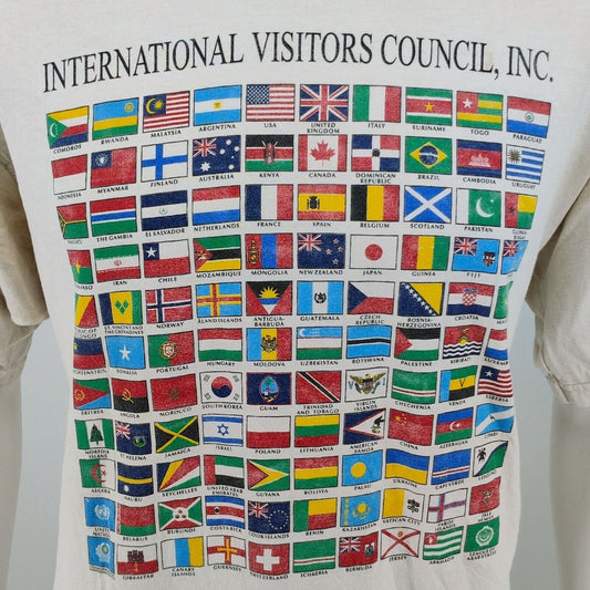 Vintage Fruit Of The Loom International Visitors Council Inc. Flags T-Shirt (XL)