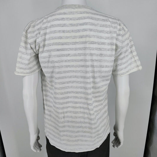 Vintage 1990s The Body Co. Palm Tree Sunset Striped Textured Graphic T-Shirt (M)