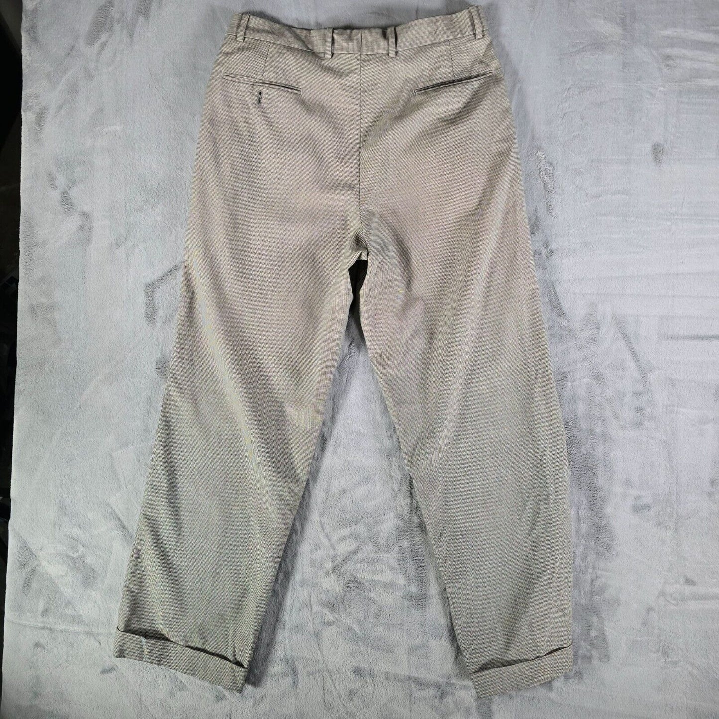 Vintage Late 1980s Nordstrom Houndstooth Virgin Wool Pleated Trousers (33x30)