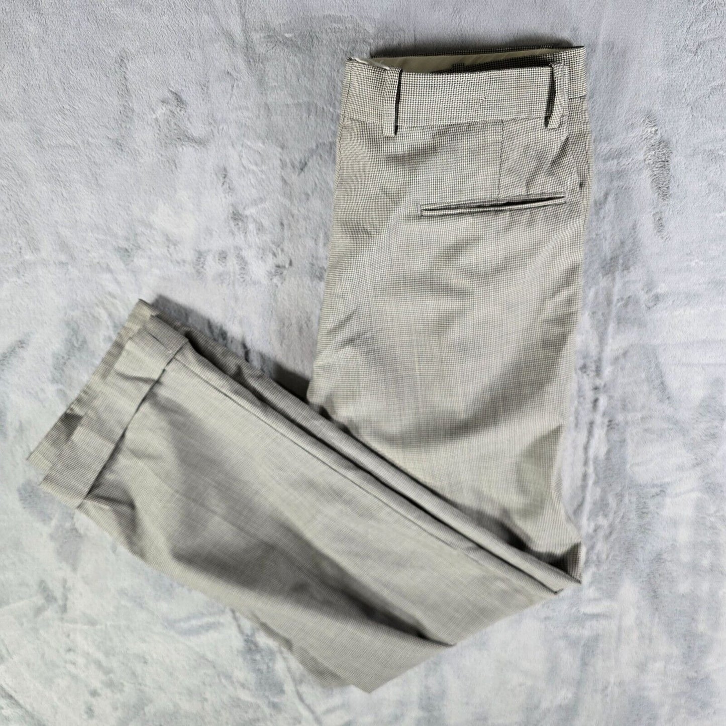 Vintage Late 1980s Nordstrom Houndstooth Virgin Wool Pleated Trousers (33x30)