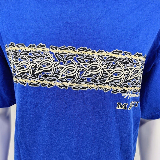 Vintage 1990s Made in USA Hawaii Maui Tribal Band Graphic T-Shirt (Large)